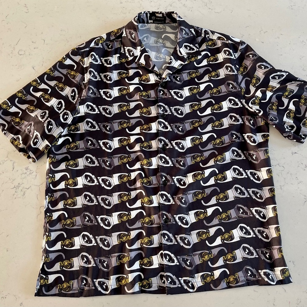 Versace shirt sleeve sunglasses button up camp collar shirt